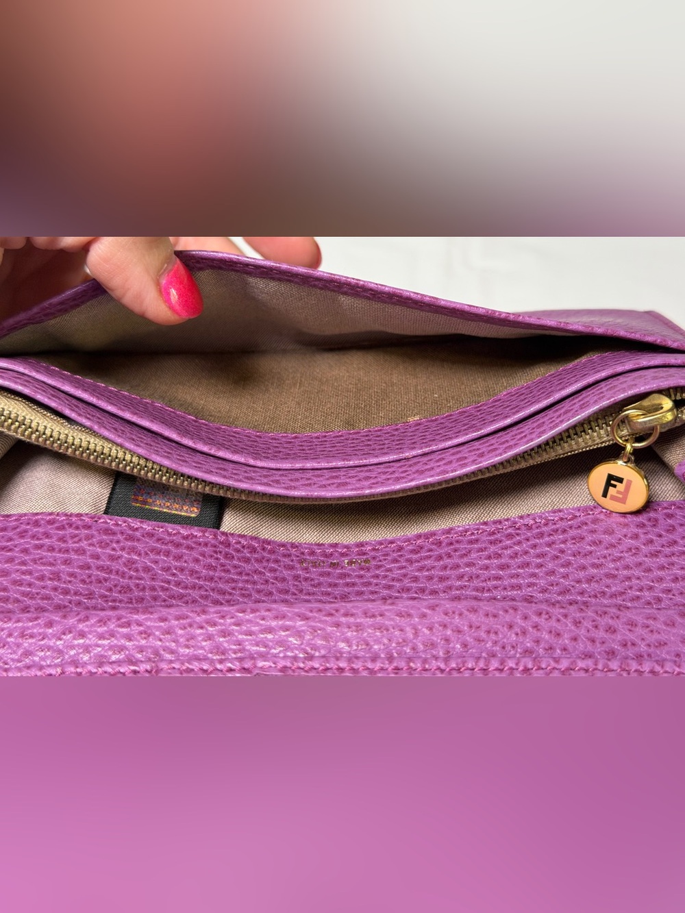 Fendi purple pebbled leather wallet - Picture 15 of 16